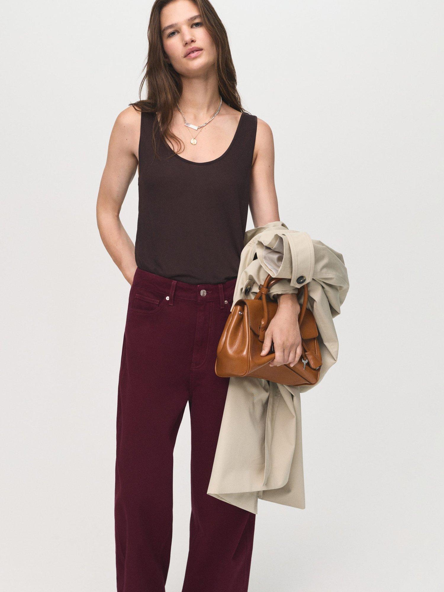 Product image 7 of 8, which shows Mango Camilla Mid Rise Jeans, Dark Red, 6