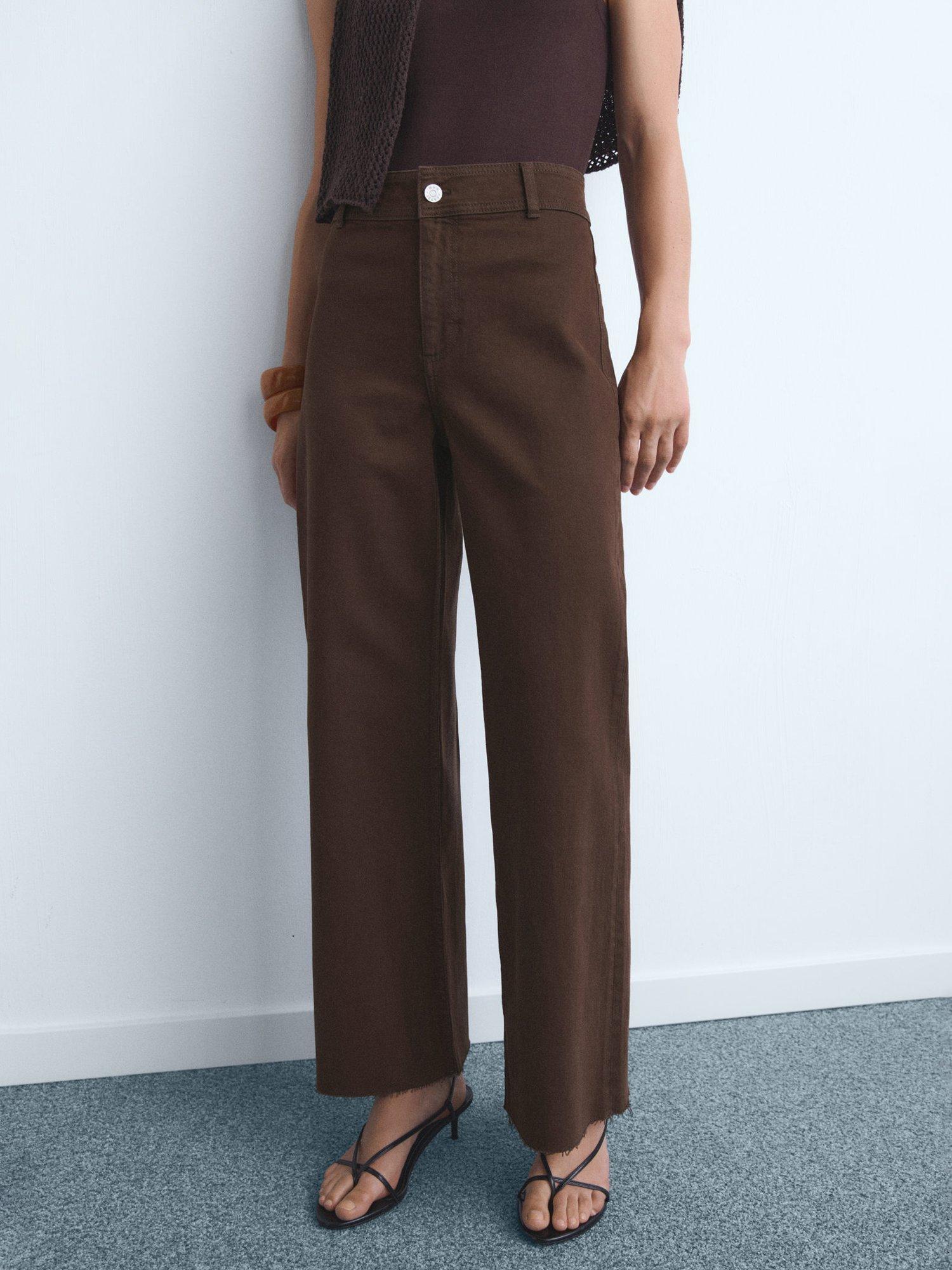 Product image 1 of 8, which shows Mango Catherin High Rise Culotte Jeans, Dark Brown, 4