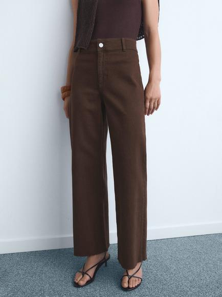 Mango Catherin High Rise Culotte Jeans, Dark Brown