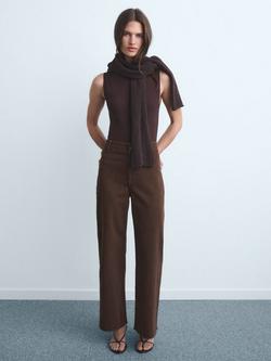 Mango Catherin High Rise Culotte Jeans - view 2, Dark Brown
