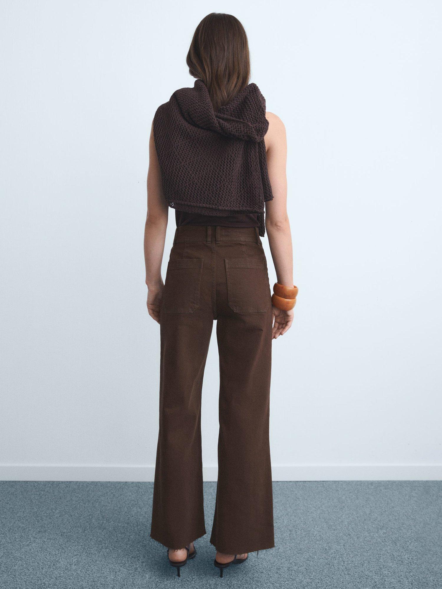 Product image 4 of 8, which shows Mango Catherin High Rise Culotte Jeans, Dark Brown, 4