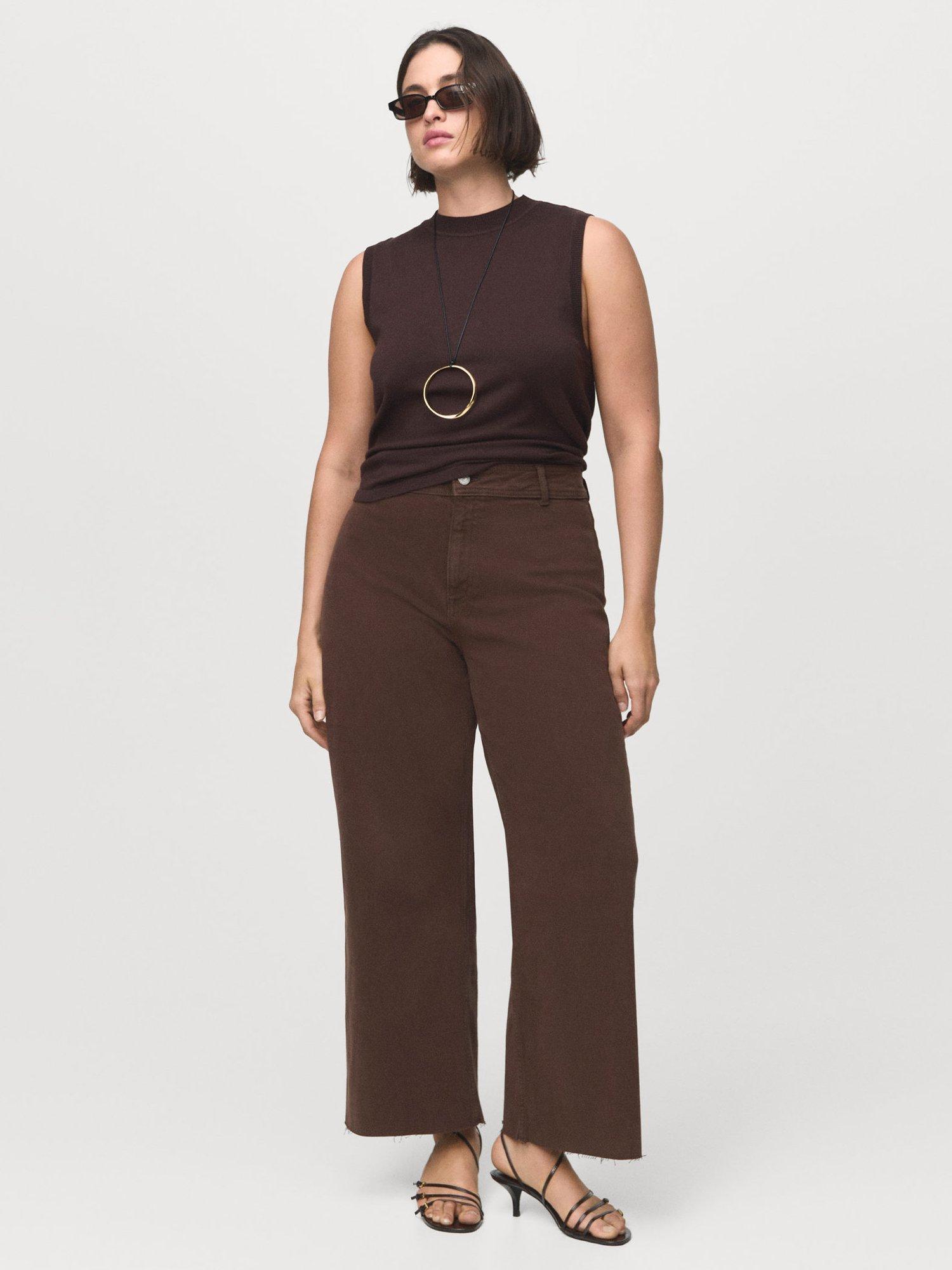 Product image 7 of 8, which shows Mango Catherin High Rise Culotte Jeans, Dark Brown, 4