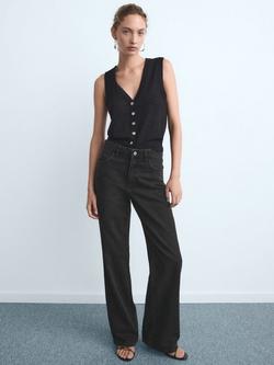 Mango Danila High Rise Wide Leg Jeans - view 2, Black