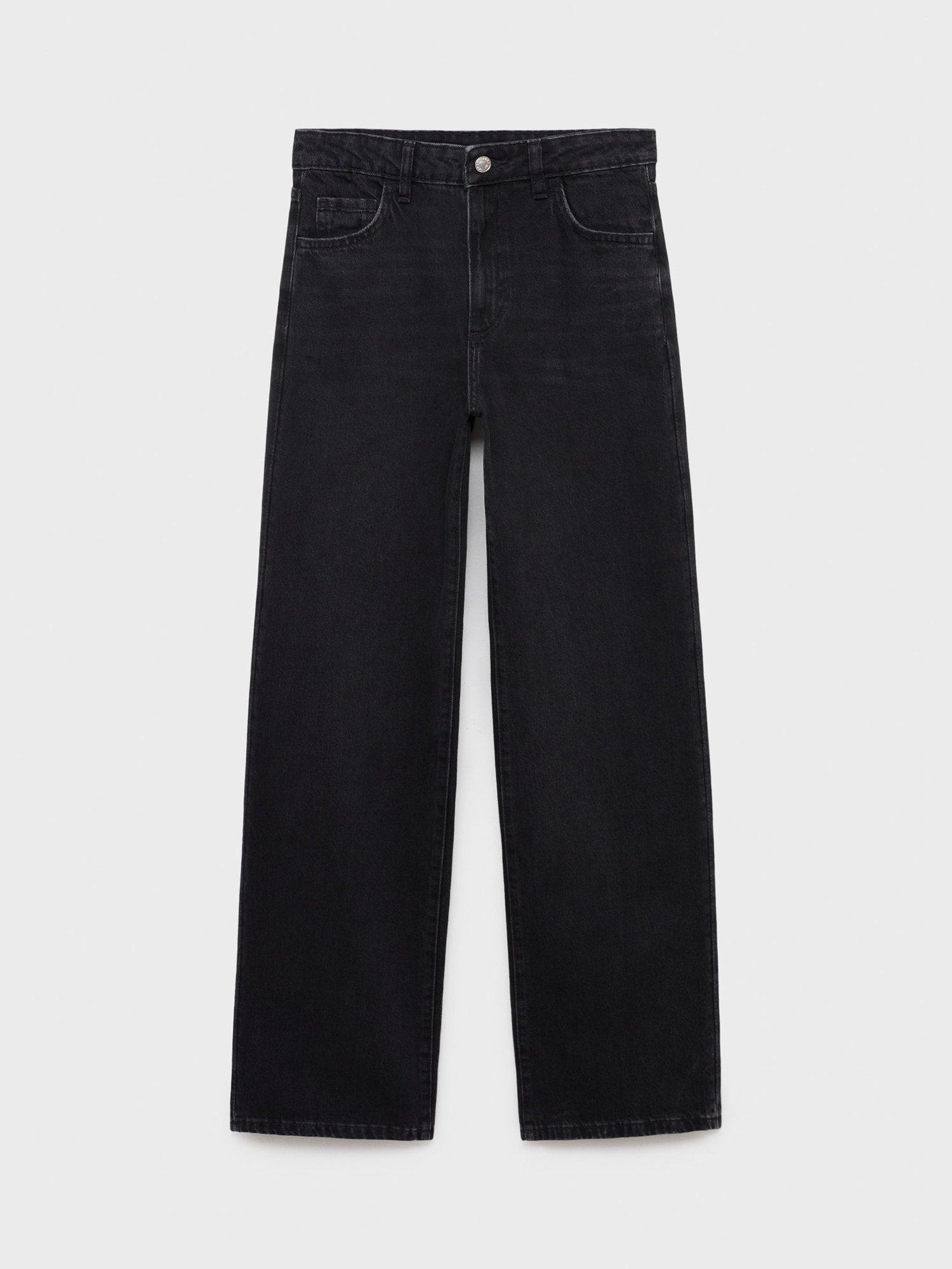Product image 3 of 9, which shows Mango Danila High Rise Wide Leg Jeans, Black, 4