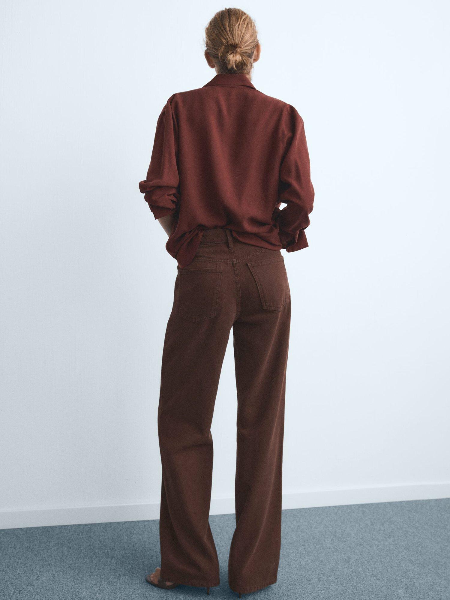 Product image 4 of 8, which shows Mango Danila High Rise Wide Leg Jeans, Brown, 10