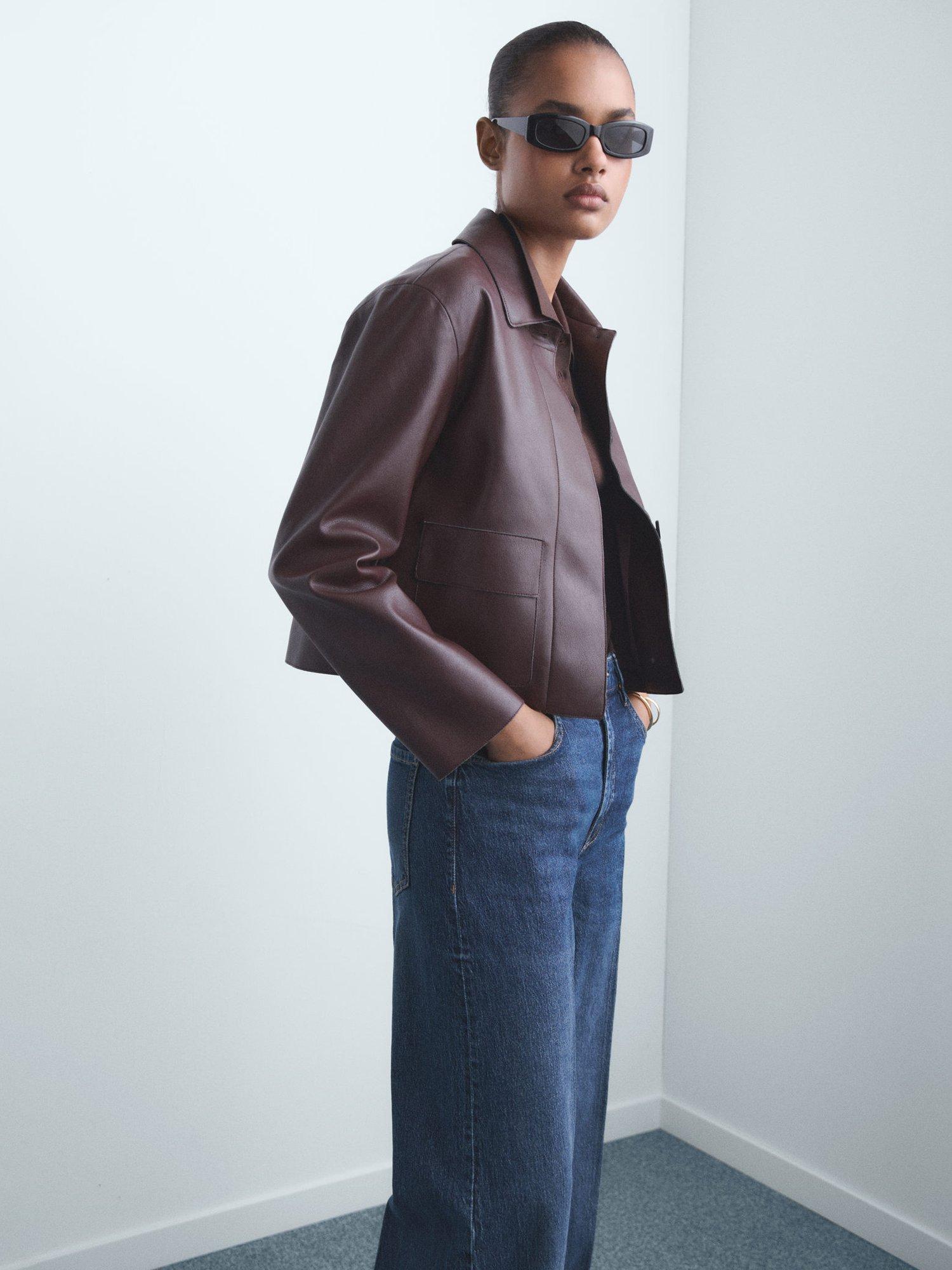 Product image 6 of 9, which shows Mango Elise Mid Rise Wide Leg Jeans, Navy, 10