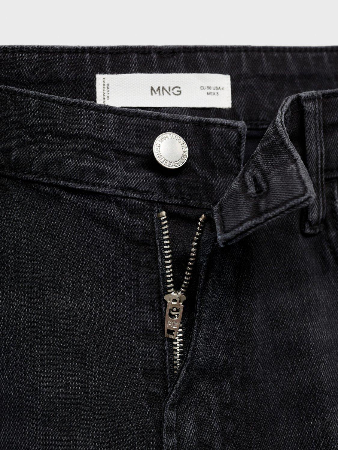 Product image 8 of 8, which shows Mango Elise Mid Rise Wide Leg Jeans, Black, 10