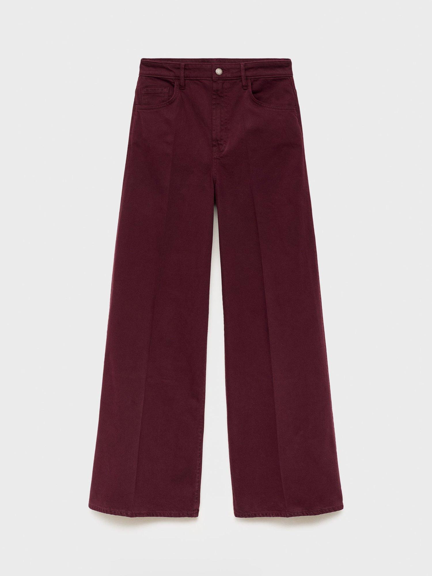 Product image 3 of 7, which shows Mango Elise Mid Rise Wide Leg Jeans, Dark Red, 6