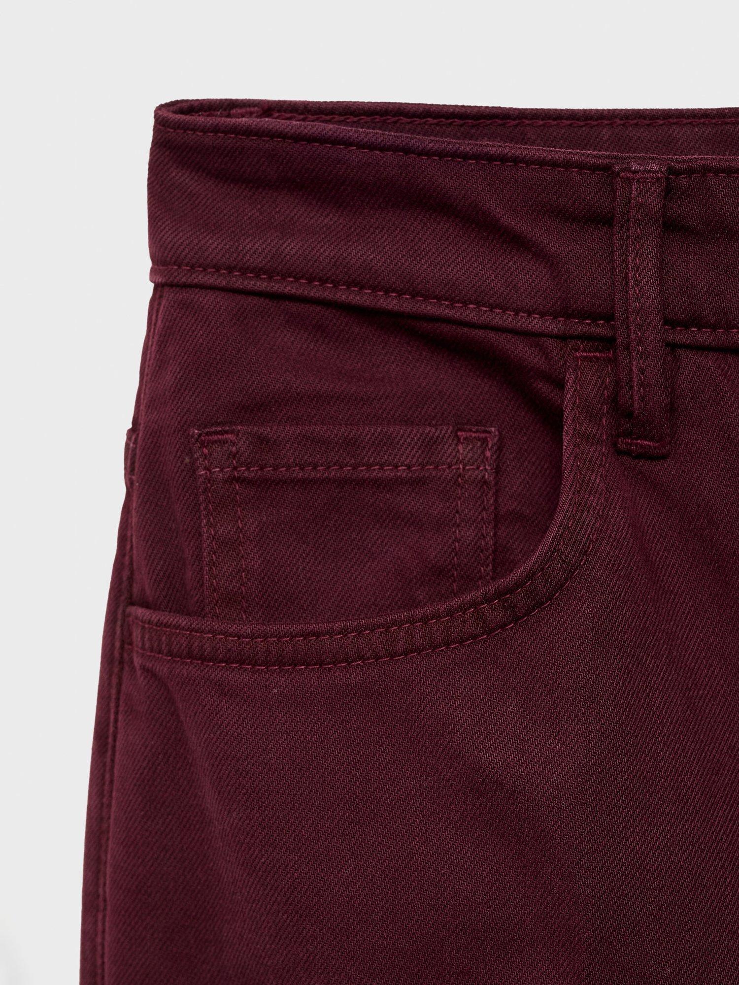 Product image 7 of 7, which shows Mango Elise Mid Rise Wide Leg Jeans, Dark Red, 6