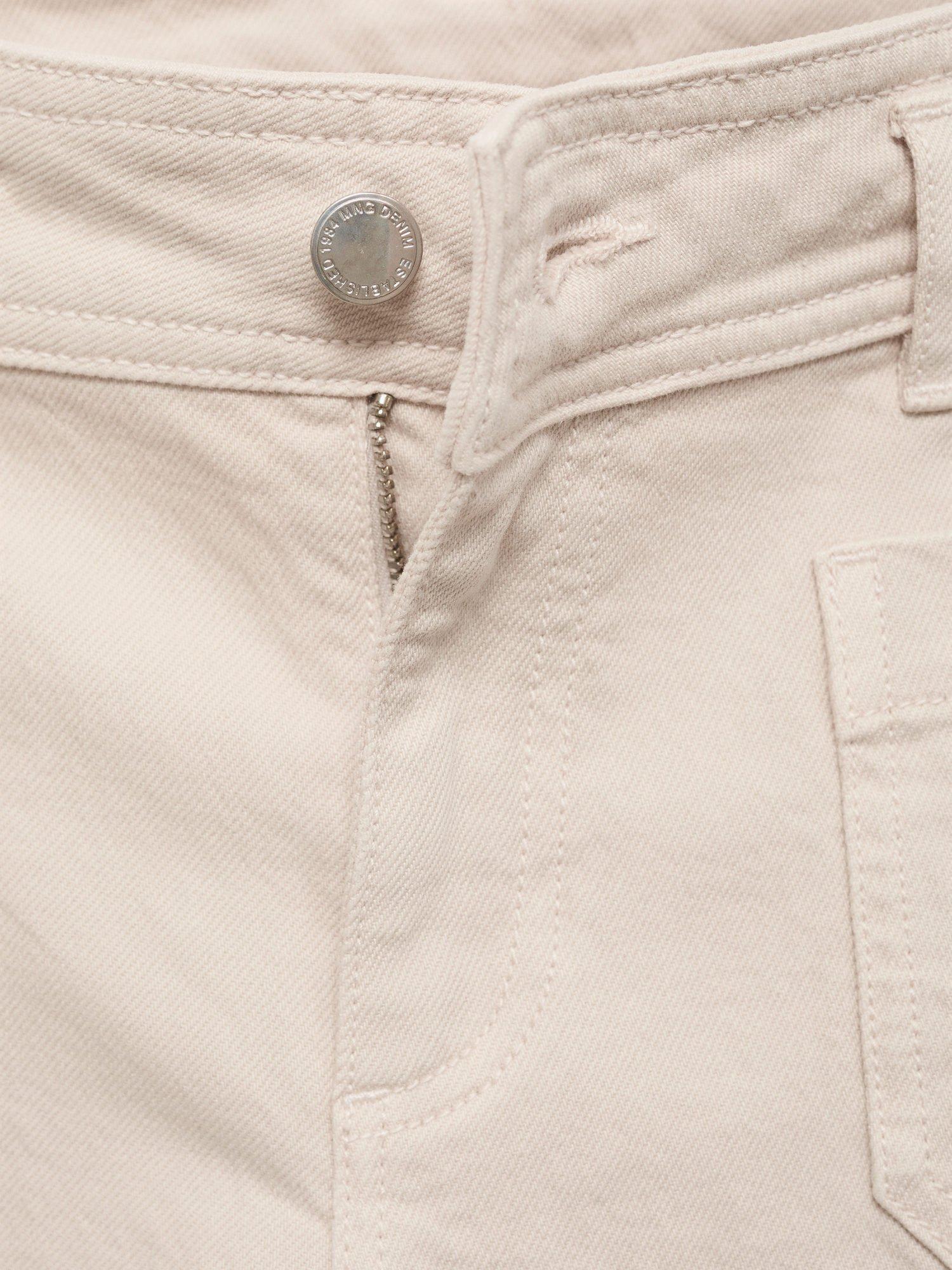 Product image 8 of 8, which shows Mango Jessie Patch Pocket Wide Leg Jeans, Beige, 4