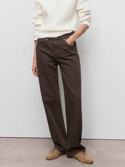 Mango Miami Straight Jeans, Dark Brown, Dark Brown
