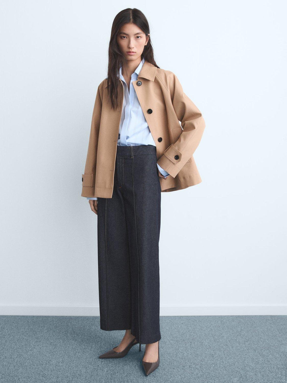 Product image 2 of 8, which shows Mango Paloma Cotton Blend Straight Leg Jeans, Open Blue, 4