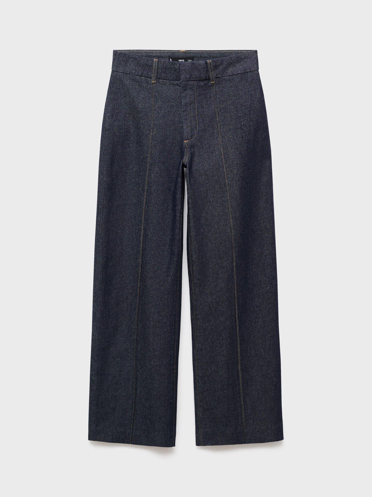 Product image 3 of 8, which shows Mango Paloma Cotton Blend Straight Leg Jeans, Open Blue, 4