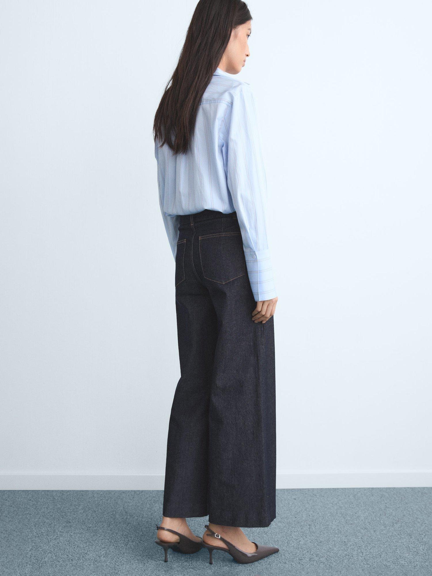 Product image 4 of 8, which shows Mango Paloma Cotton Blend Straight Leg Jeans, Open Blue, 4