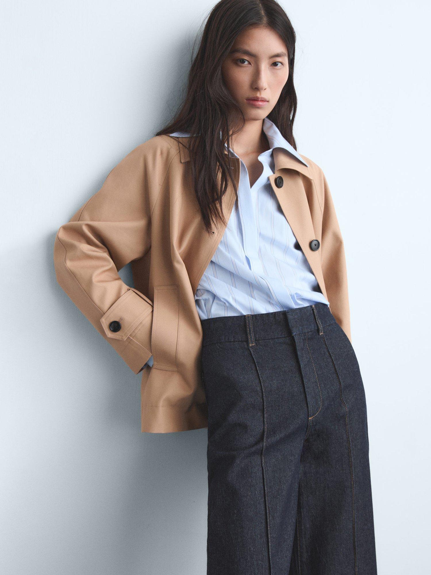 Product image 6 of 8, which shows Mango Paloma Cotton Blend Straight Leg Jeans, Open Blue, 4