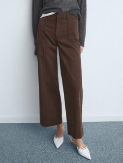 Mango Paloma Wide Leg Jeans, Dark Brown, Dark Brown