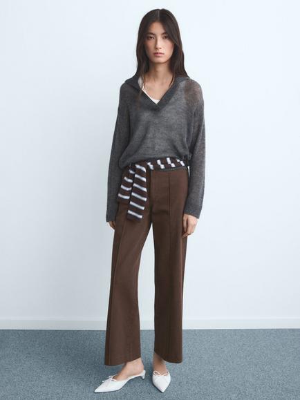 Mango Paloma Wide Leg Jeans, Dark Brown - view 2, Dark Brown