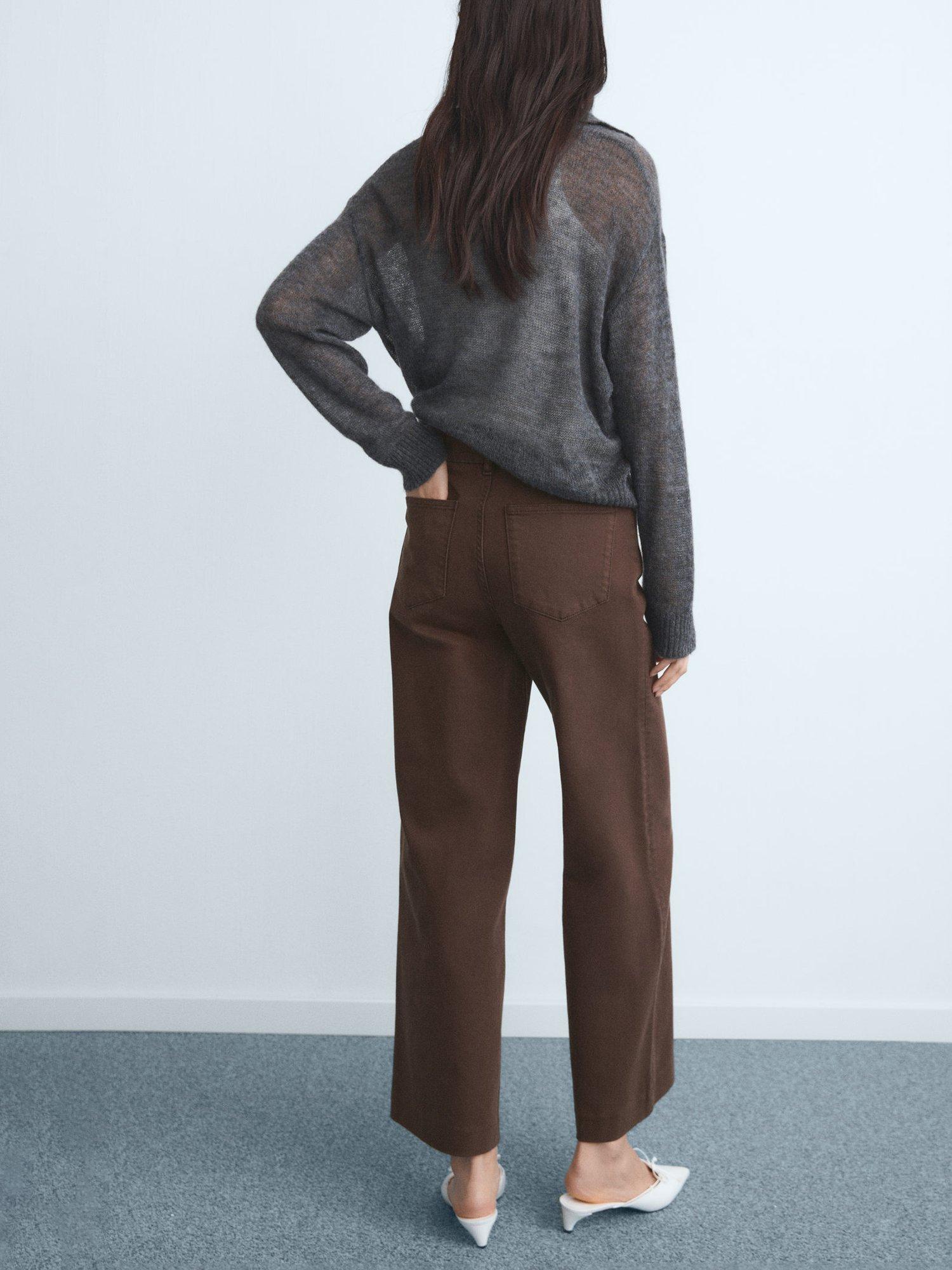 Product image 4 of 7, which shows Mango Paloma Wide Leg Jeans, Dark Brown, 6