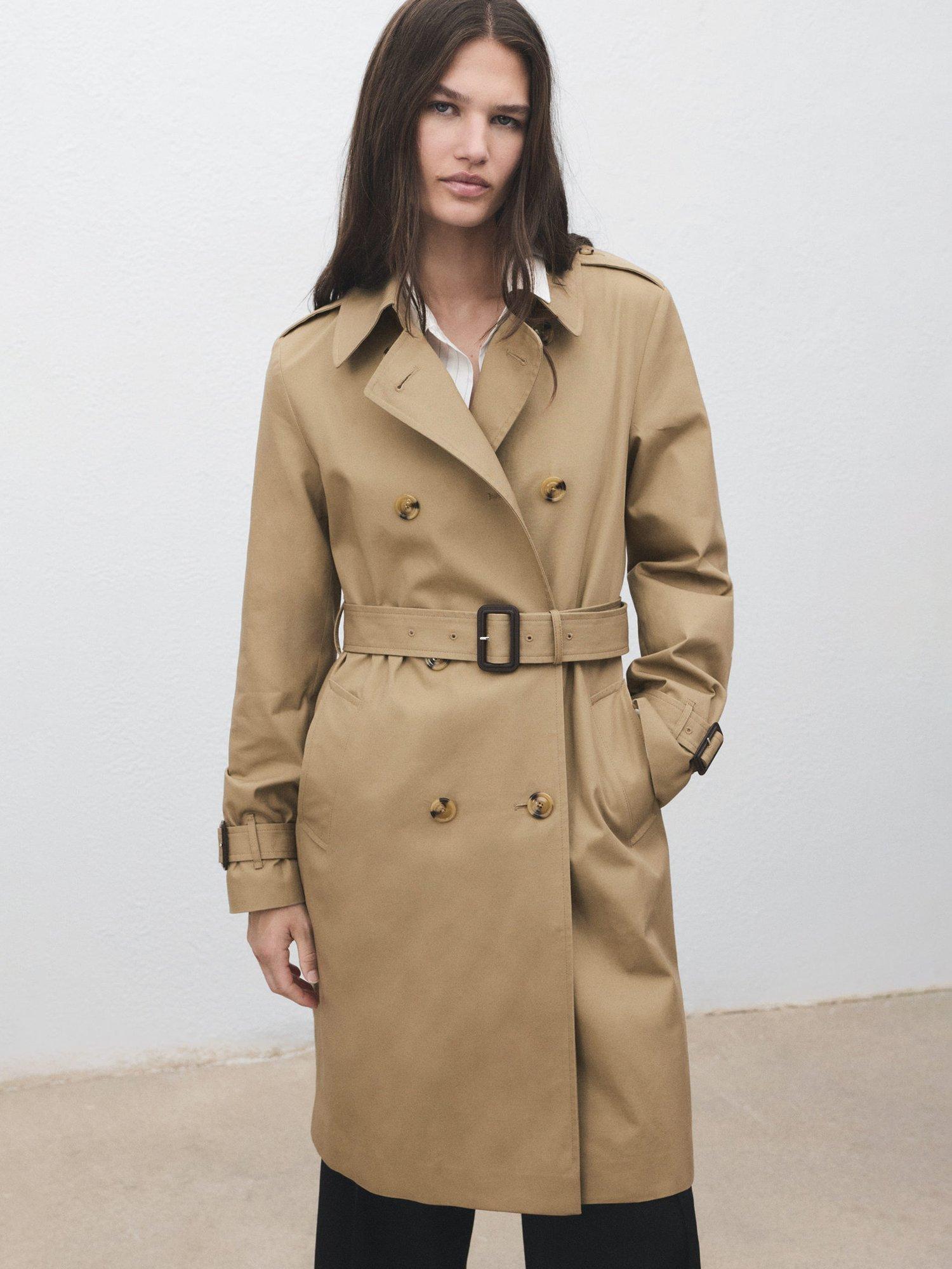 Product image 1 of 9, which shows Mango Polana Double Breasted Trench Coat, Light Beige, XXS