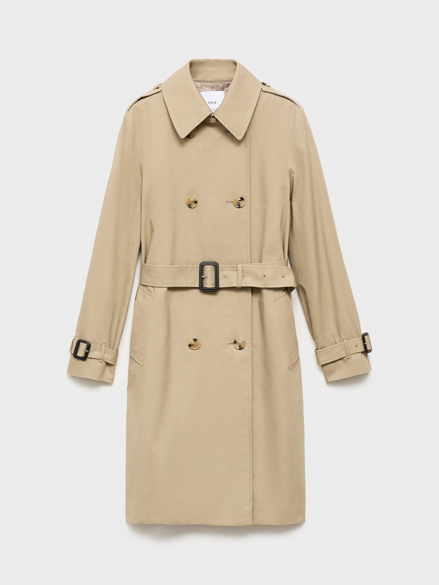Product image 3 of 9, which shows Mango Polana Double Breasted Trench Coat, Light Beige, XXS