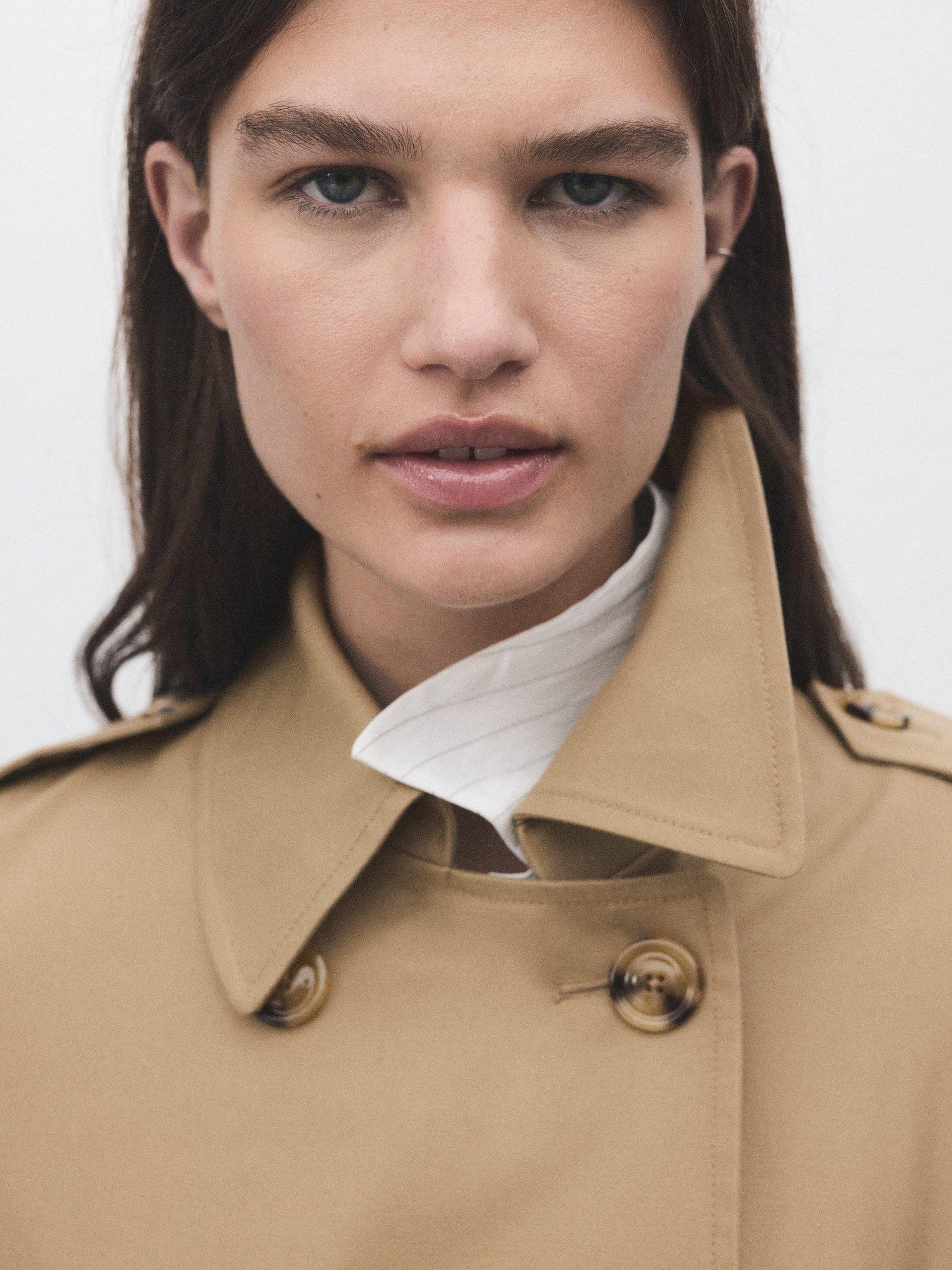 Product image 7 of 9, which shows Mango Polana Double Breasted Trench Coat, Light Beige, XXS