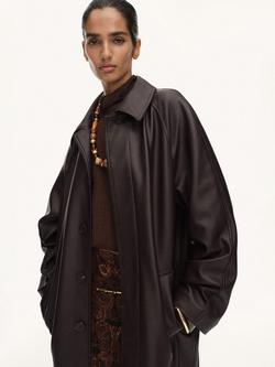 Mango Taylor Faux Leather Trench Coat, Dark Brown, Dark Brown