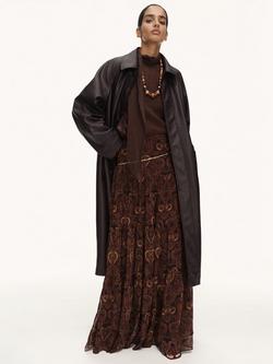 Mango Taylor Faux Leather Trench Coat, Dark Brown - view 2, Dark Brown