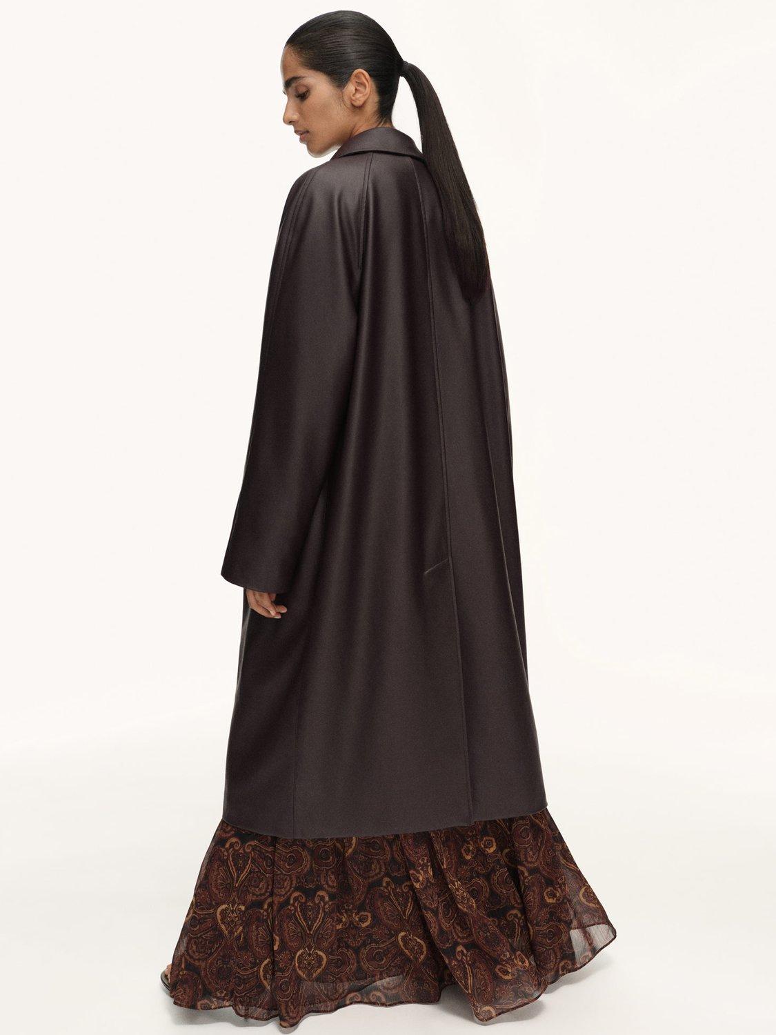 Product image 4 of 7, which shows Mango Taylor Faux Leather Trench Coat, Dark Brown, S