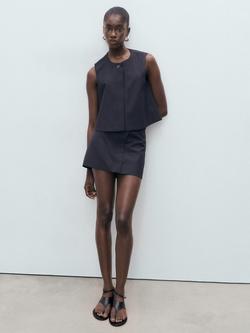 Mango Cruz Pinstripe Waistcoat, Navy - view 2, Navy