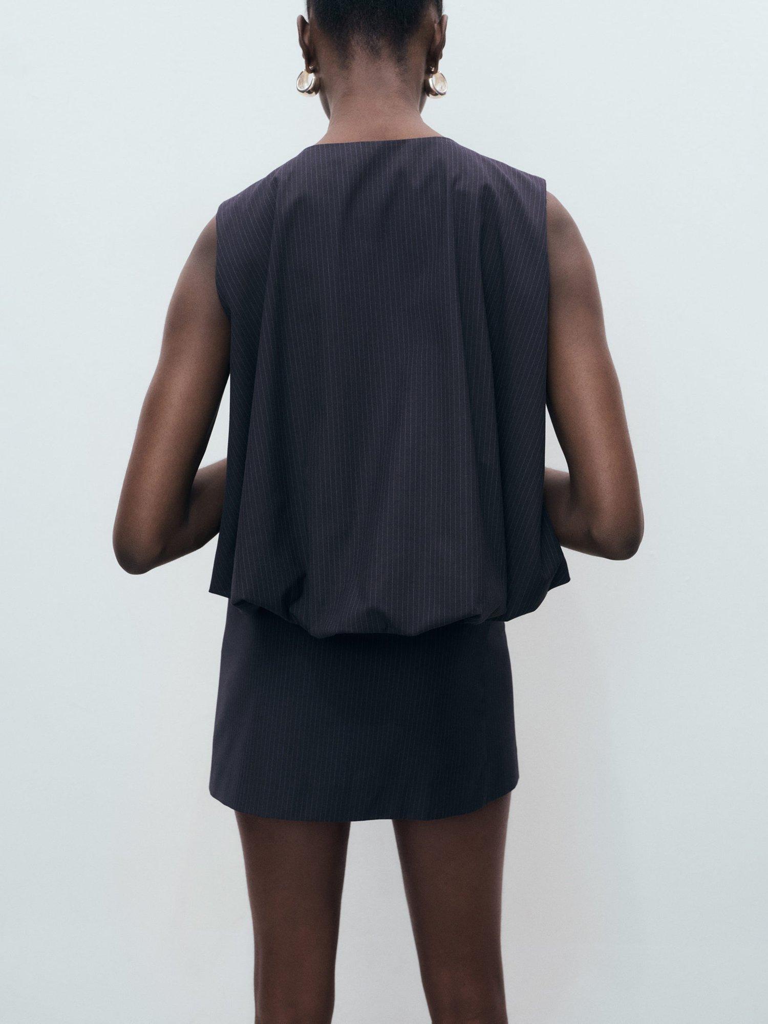 Product image 4 of 8, which shows Mango Cruz Pinstripe Waistcoat, Navy, 10