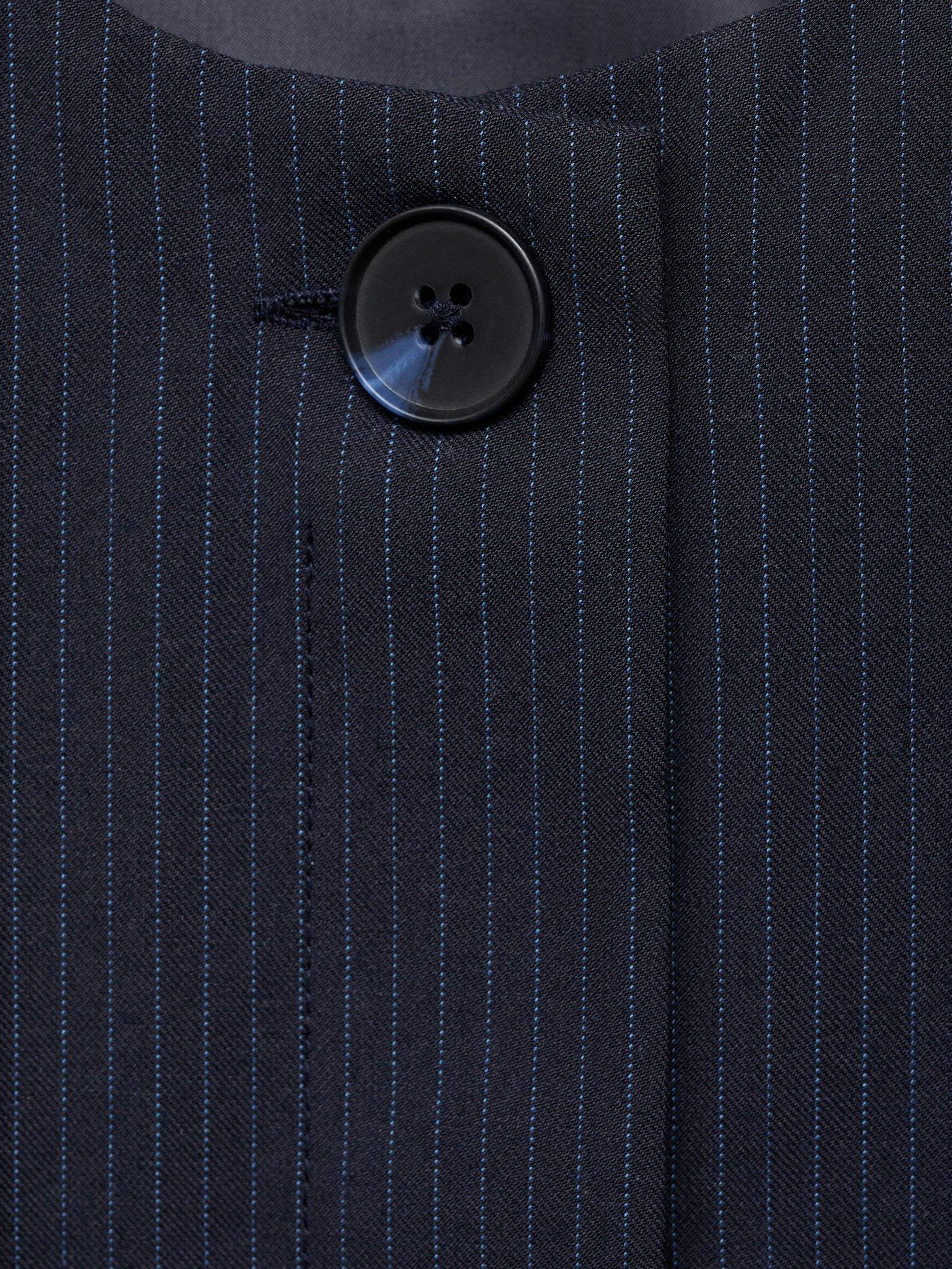Product image 5 of 8, which shows Mango Cruz Pinstripe Waistcoat, Navy, 10