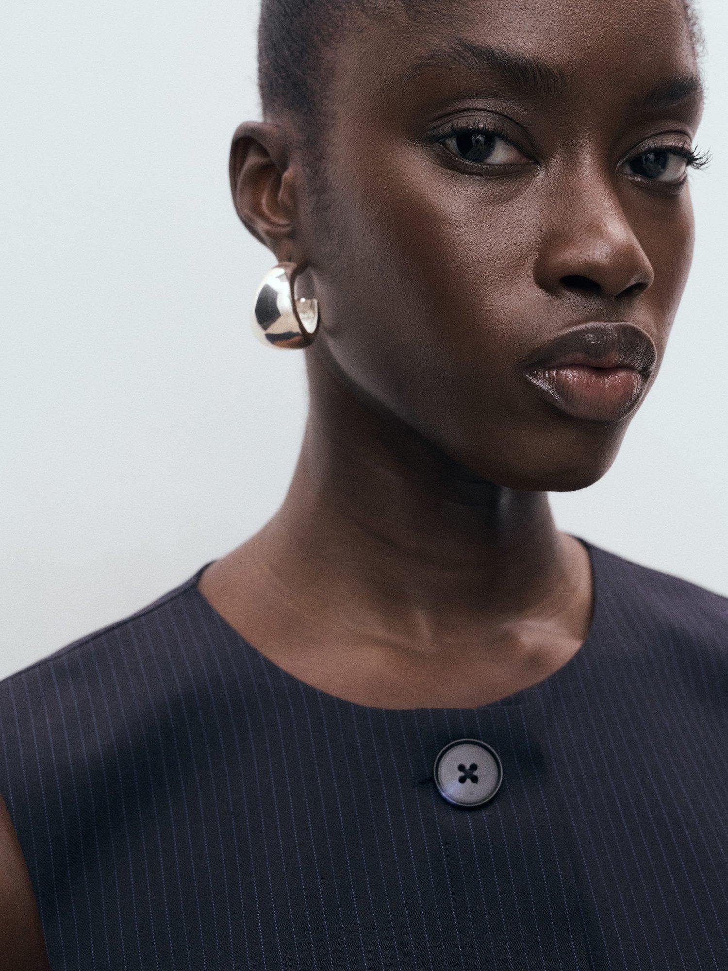 Product image 6 of 8, which shows Mango Cruz Pinstripe Waistcoat, Navy, 10