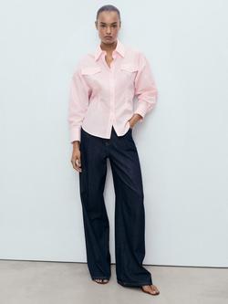 Mango Juls Darted Long Sleeve Shirt, Pink - view 2, Pink