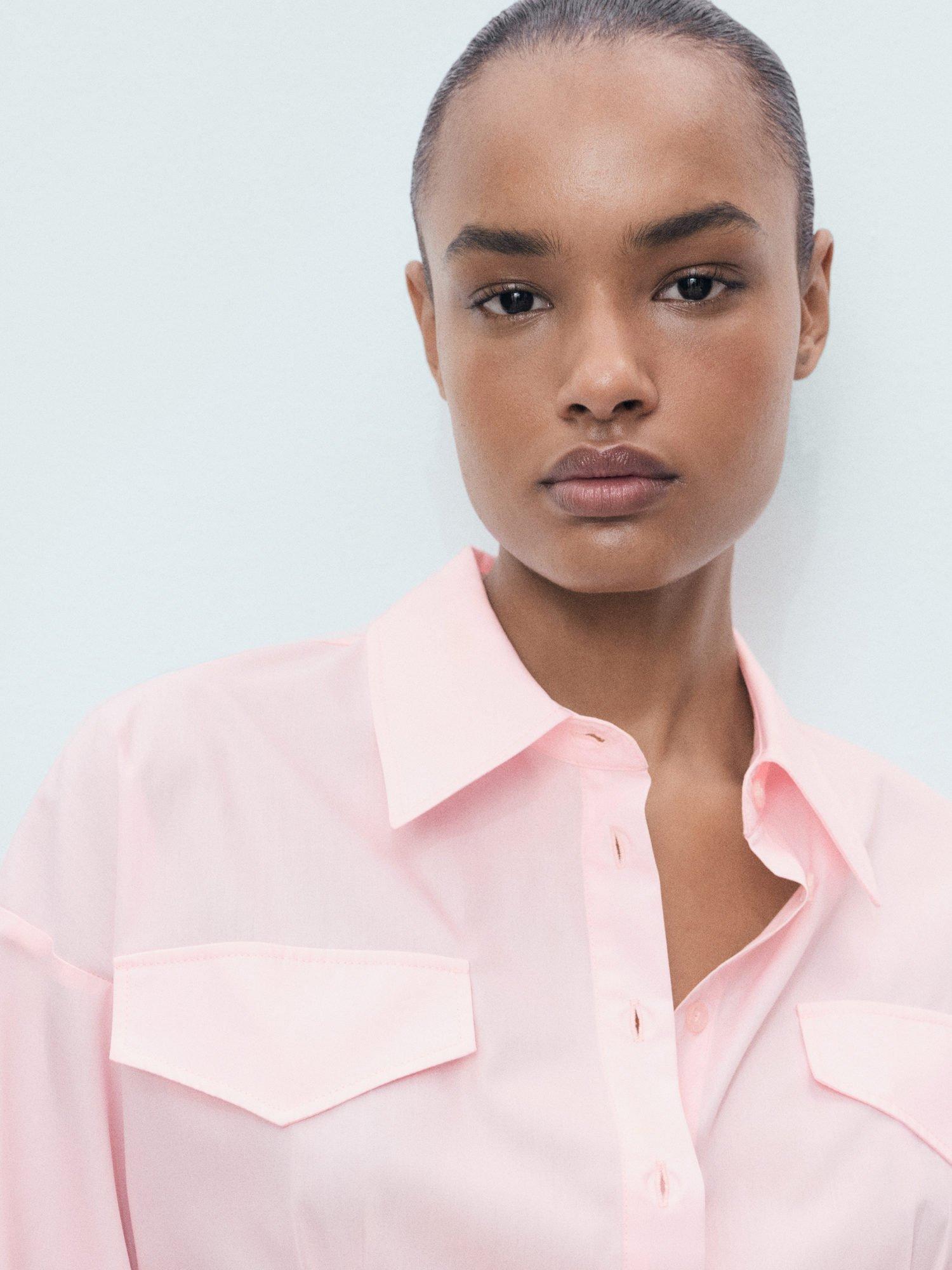 Product image 6 of 8, which shows Mango Juls Darted Long Sleeve Shirt, Pink, 6