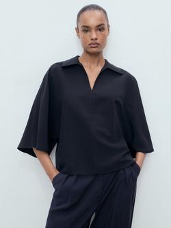 Mango Momo Oversized Top, Navy