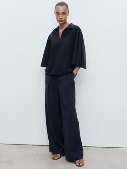 Mango Momo Oversized Top - view 2, Navy