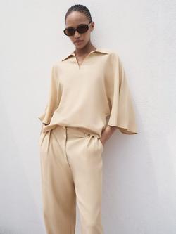 Mango Momo Oversized Shirt, Pastel Brown, Pastel Brown