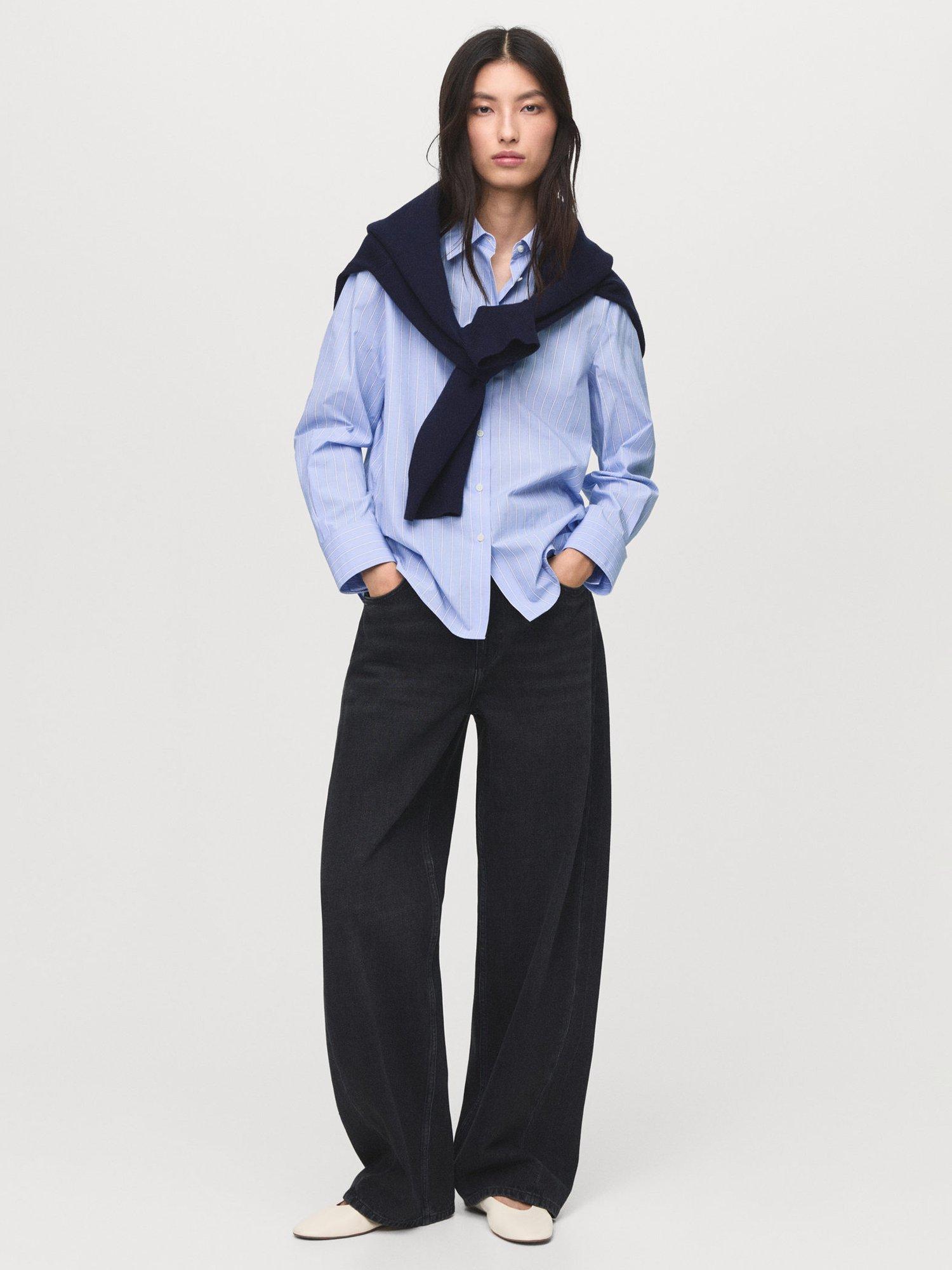 Product image 2 of 9, which shows Mango Regu Long Sleeve Shirt, Pastel Blue, 10