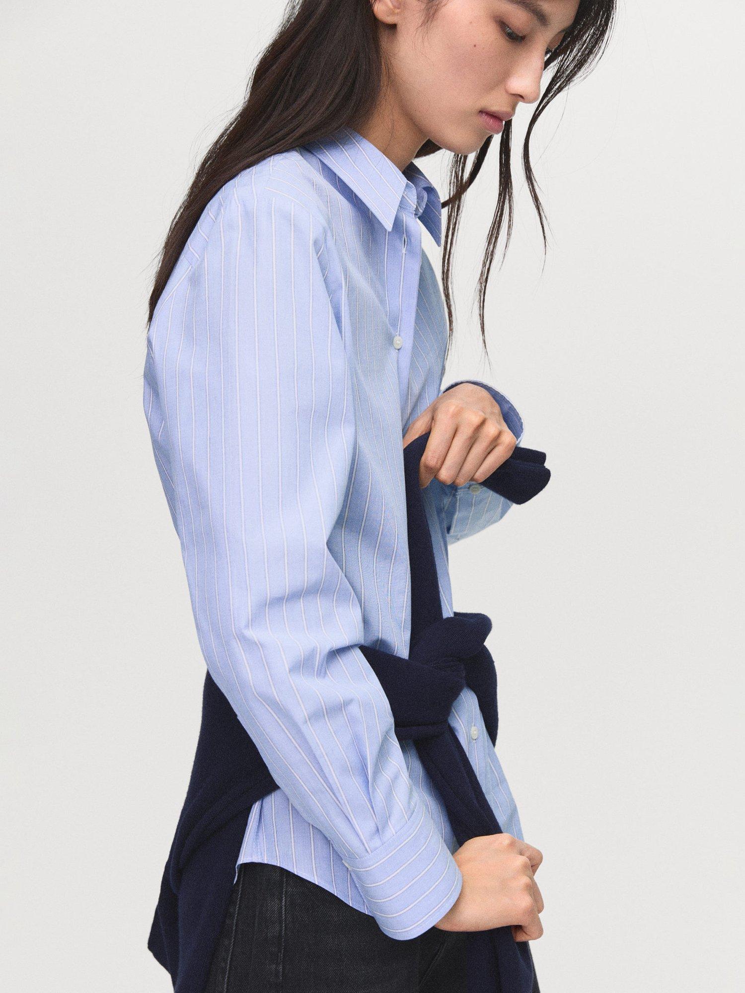 Product image 7 of 9, which shows Mango Regu Long Sleeve Shirt, Pastel Blue, 10