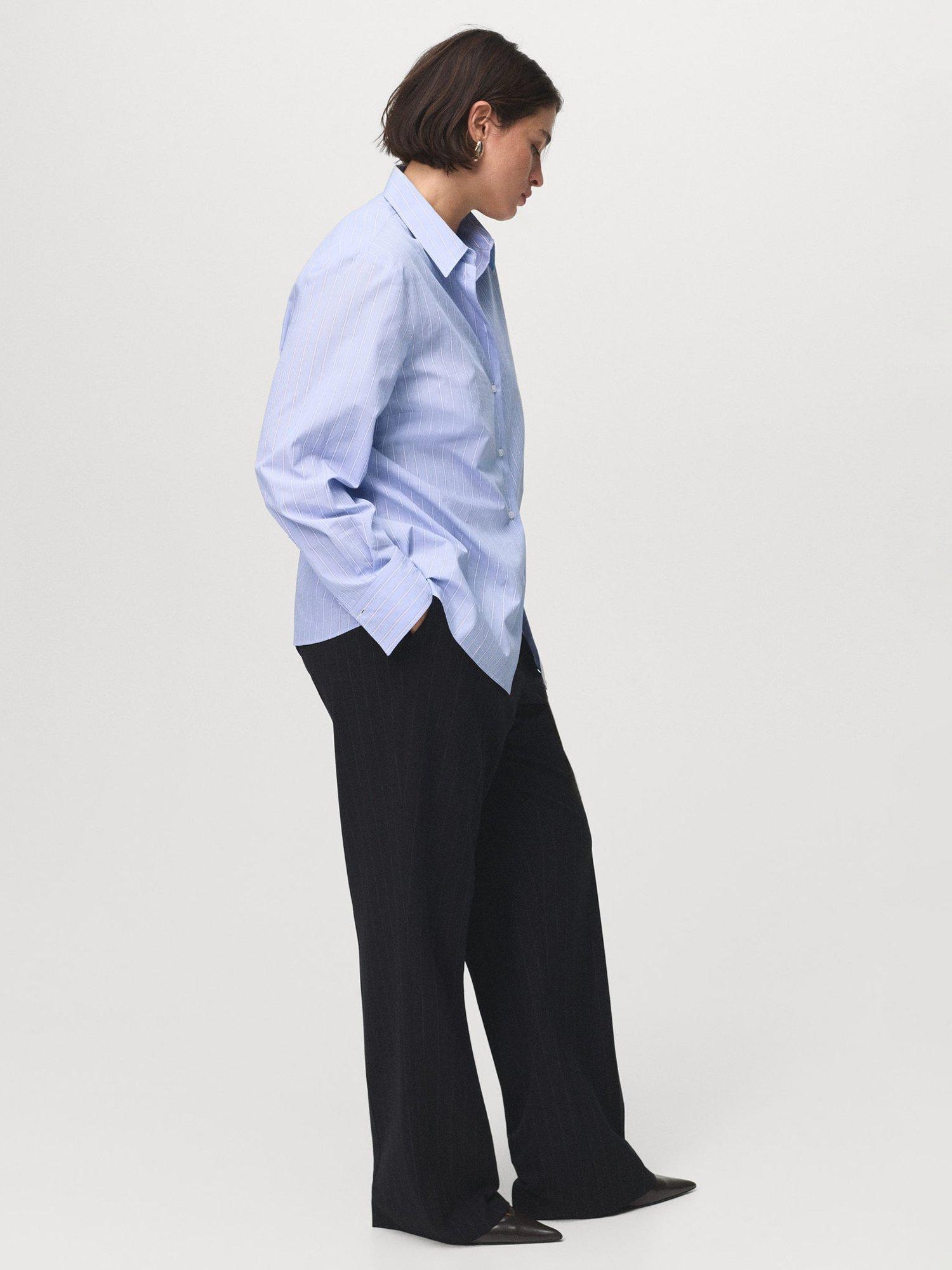 Product image 8 of 9, which shows Mango Regu Long Sleeve Shirt, Pastel Blue, 10