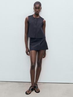 Mango Cruz Tailored Pinstripe Skirt, Navy - view 2, Navy