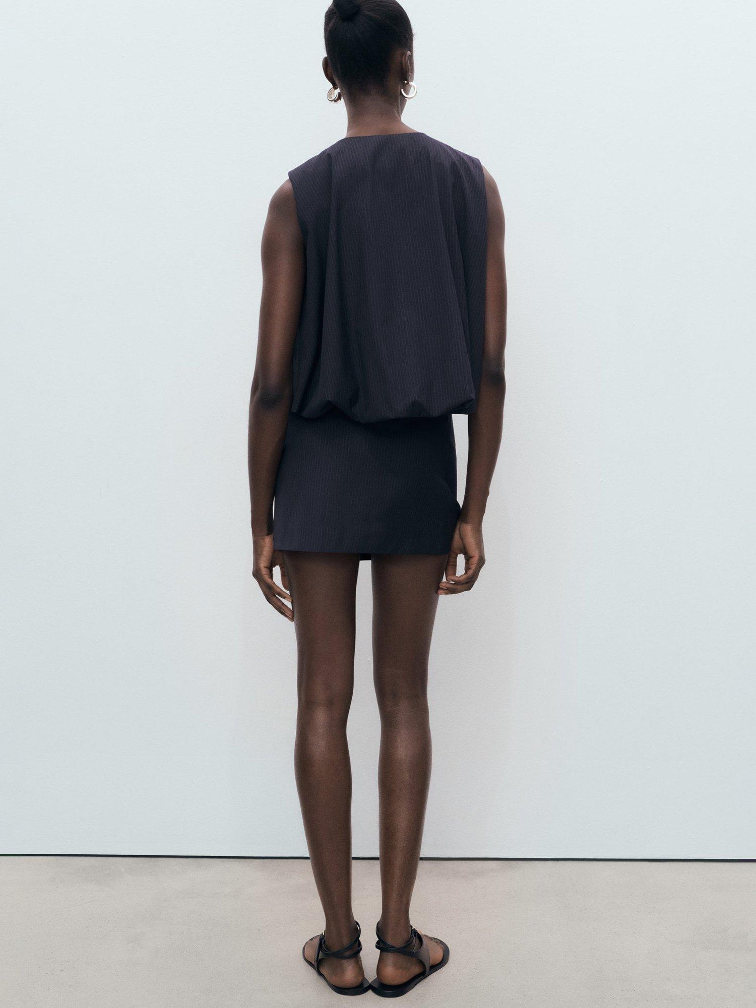 Product image 4 of 8, which shows Mango Cruz Tailored Pinstripe Skirt, Navy, L