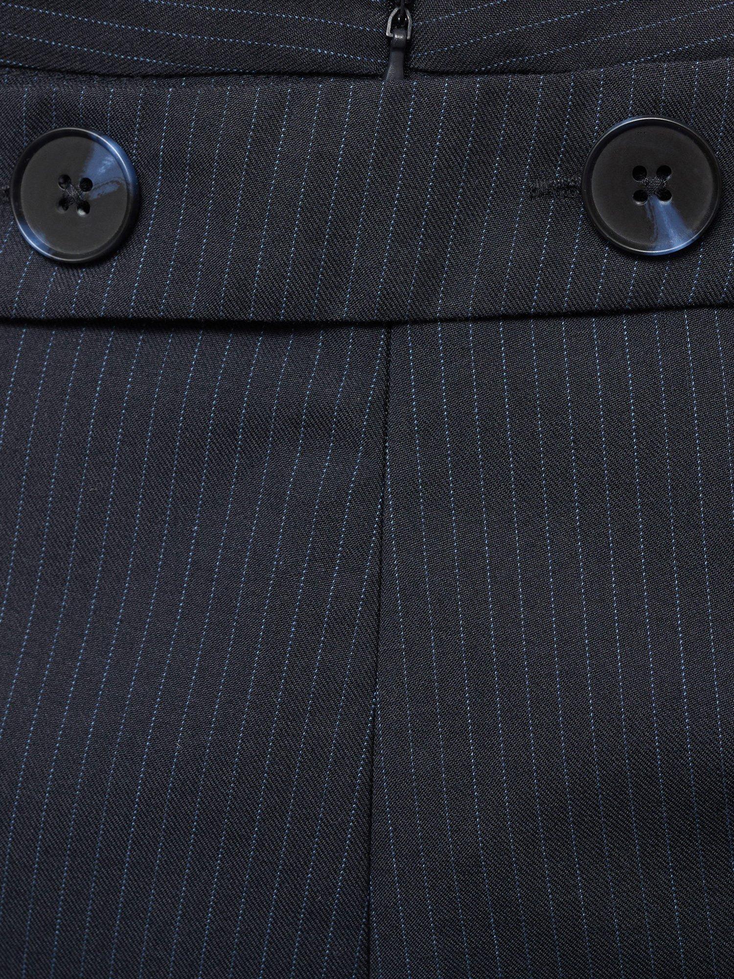 Product image 8 of 8, which shows Mango Cruz Tailored Pinstripe Skirt, Navy, L