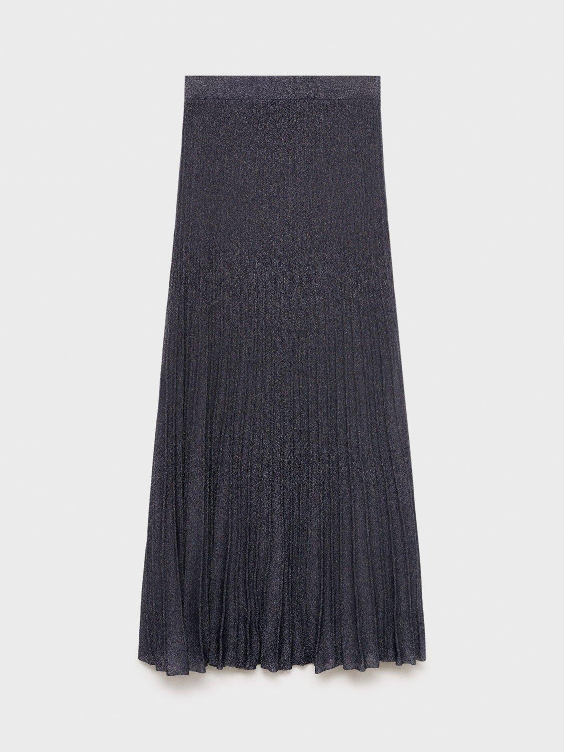 Product image 3 of 8, which shows Mango Gossip Glitter Knit Skirt, Navy, M