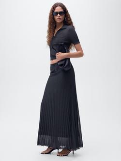 Mango Gossip Collared Knit Top, Navy - view 2, Navy