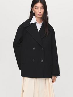 Mango Goya Wool Blend Pea Coat, Black