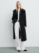 Mango Sirenita Wool Blend Funnel Neck Overcoat