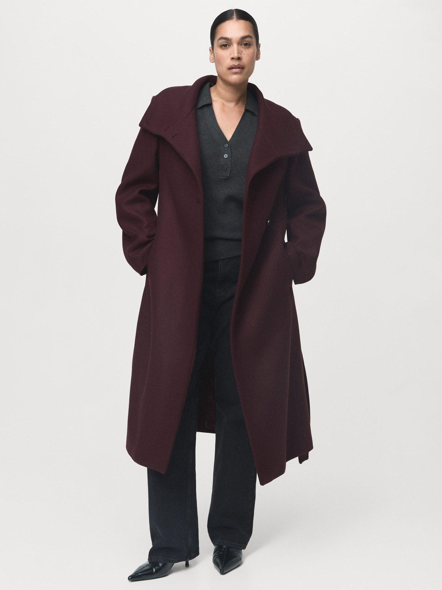 Mango Sirenita Wool Rich Coat, Dark Red