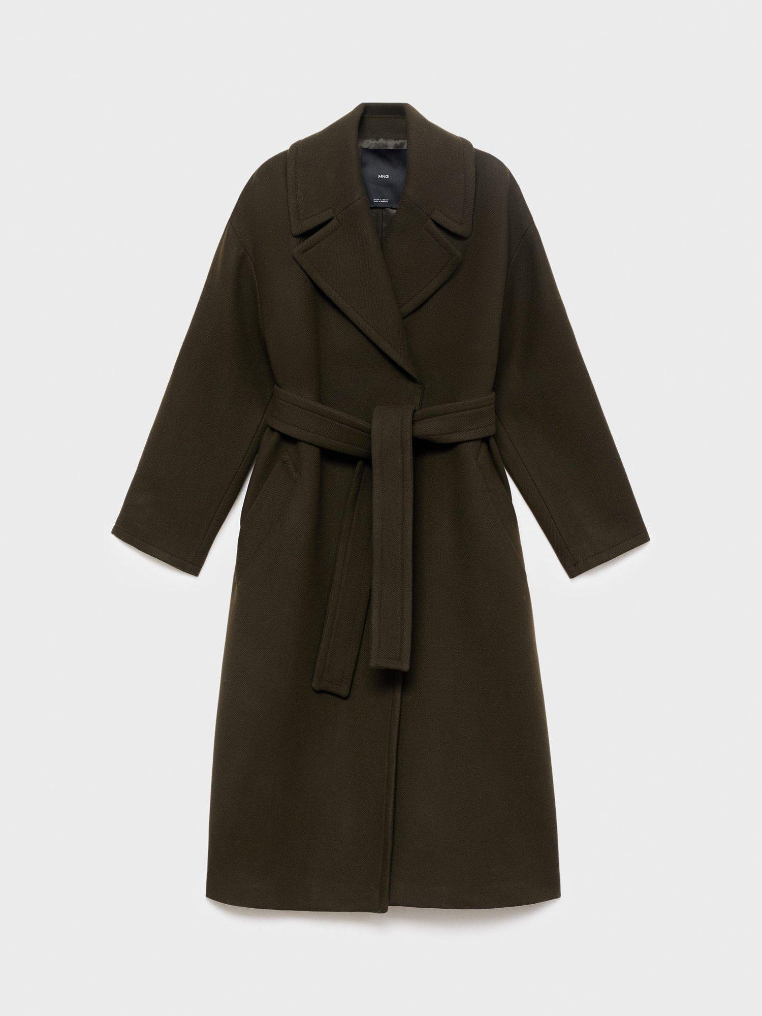 Product image 3 of 8, which shows Mango Traviata Wool Rich Coat, Khaki, XXS