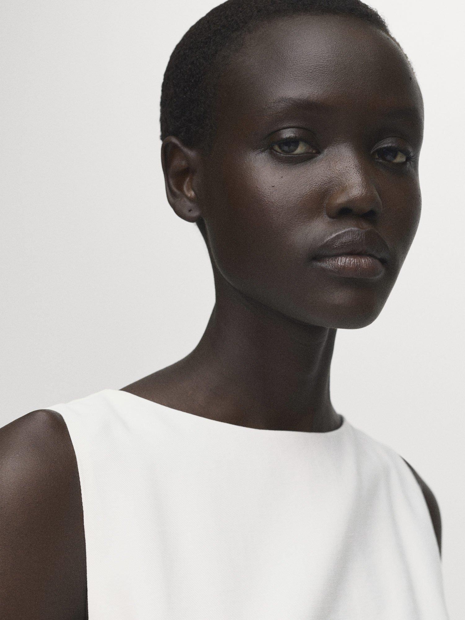 Product image 6 of 8, which shows Mango Naia Pleated Peplum Top, White, L